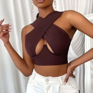 Cross Wrap Crop Tank Top